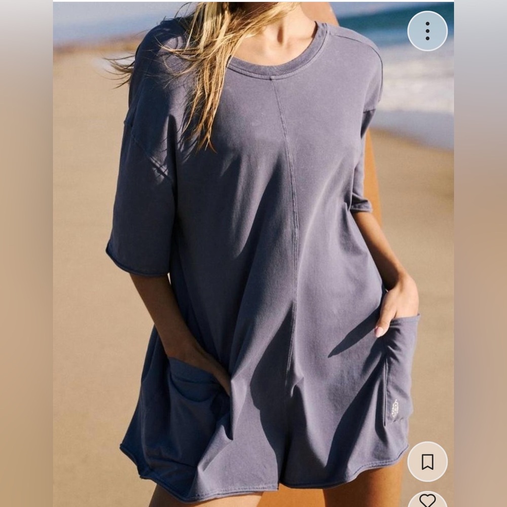 NWT - Free People Hot Shot Romper - Blue Indigo